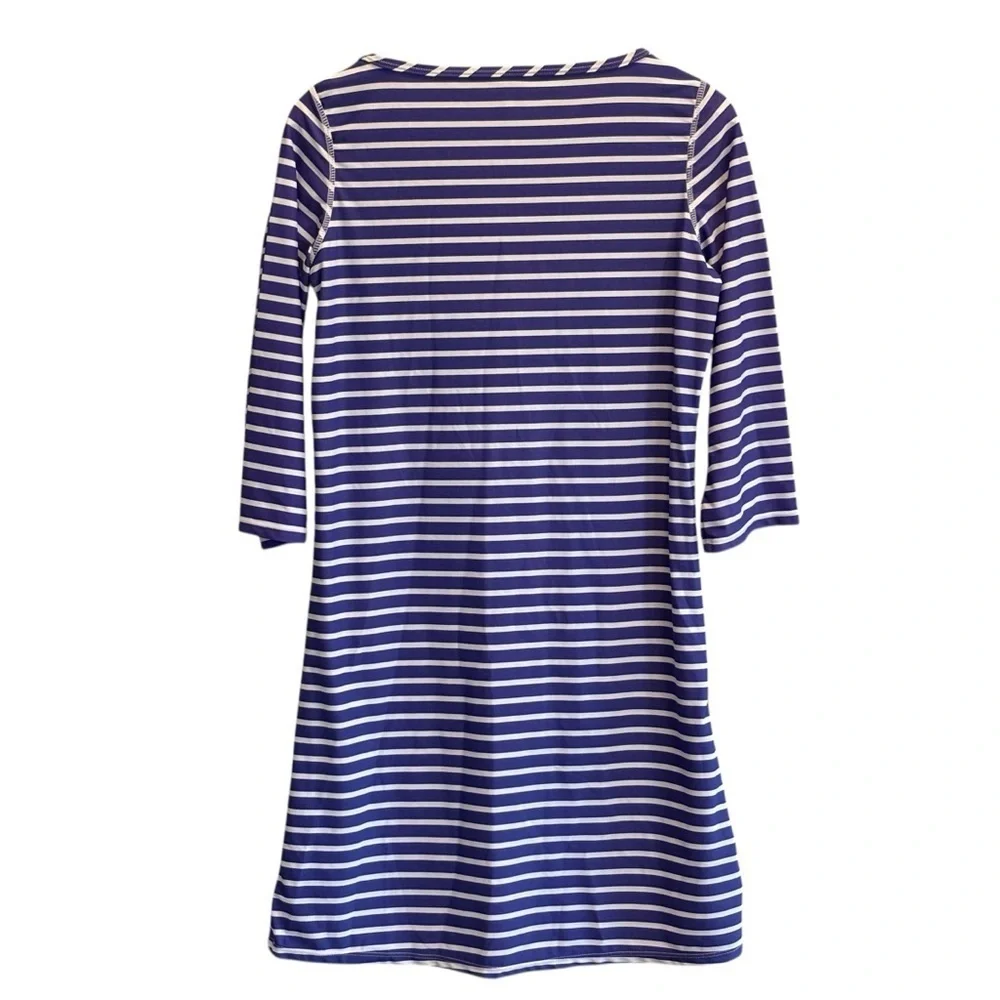 Cabana Life Womens Blue White 3/4 Sleeve Striped Shift Pocket Dress Size Medium - Picture 5 of 5